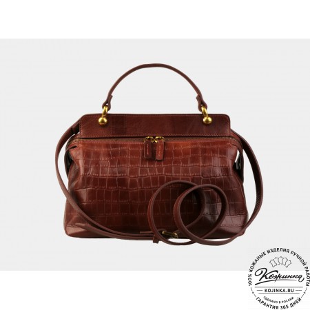 Женская кожаная сумка "Орнелла" (коньяк кроко)